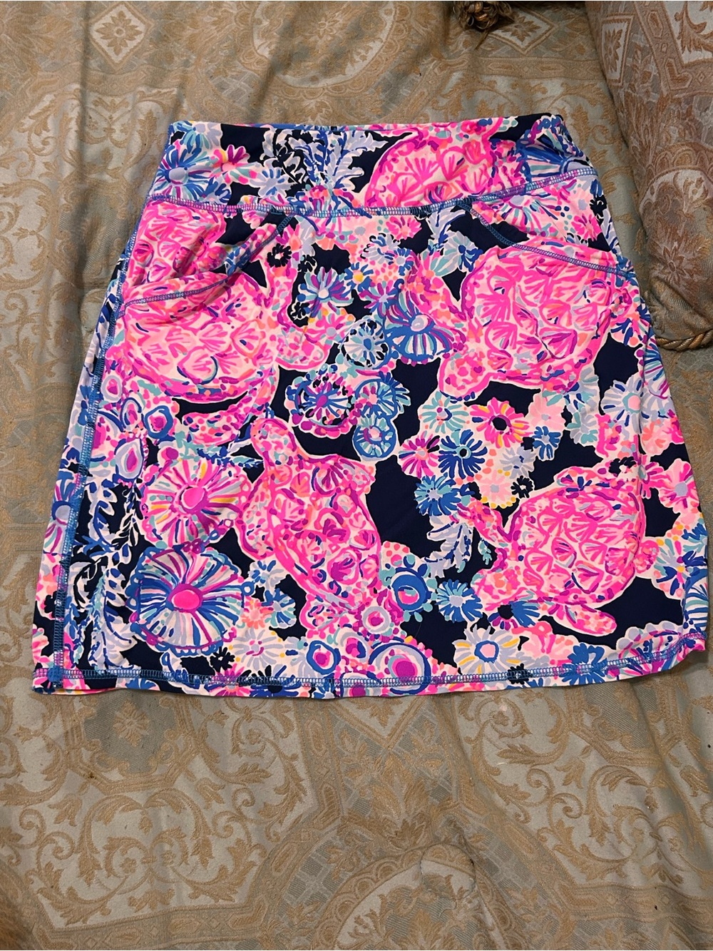 Lilly Pulitzer Neon Pink and Navy Floral Skort